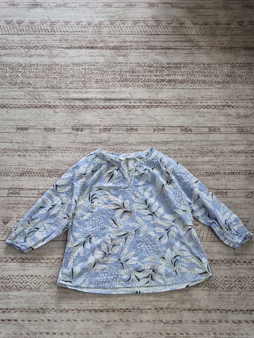Girls' Light Blue Floral Peasant Top